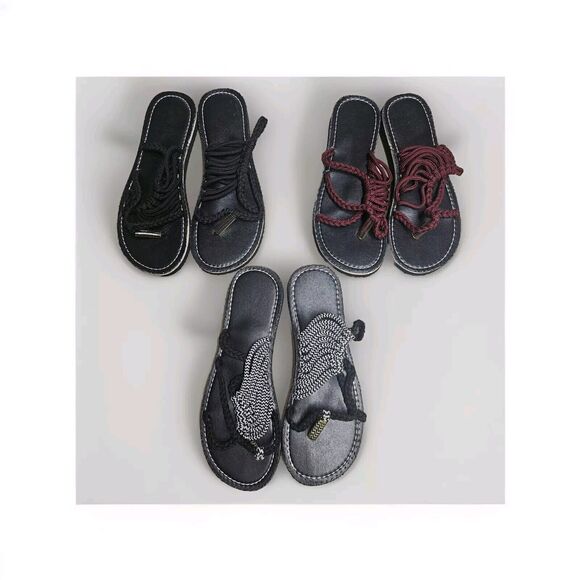 Lot Of 3 Palm Leaf Sandals Womens Size 37 And 36 Beach Vacation Casual Minimal - Picture 1 of 7